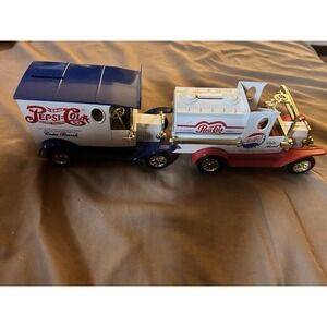 Lot of 2 Pepsi-Cola Die-Cast Coin Bank Trucks‎ – Missing Coin Doors – Vintage
